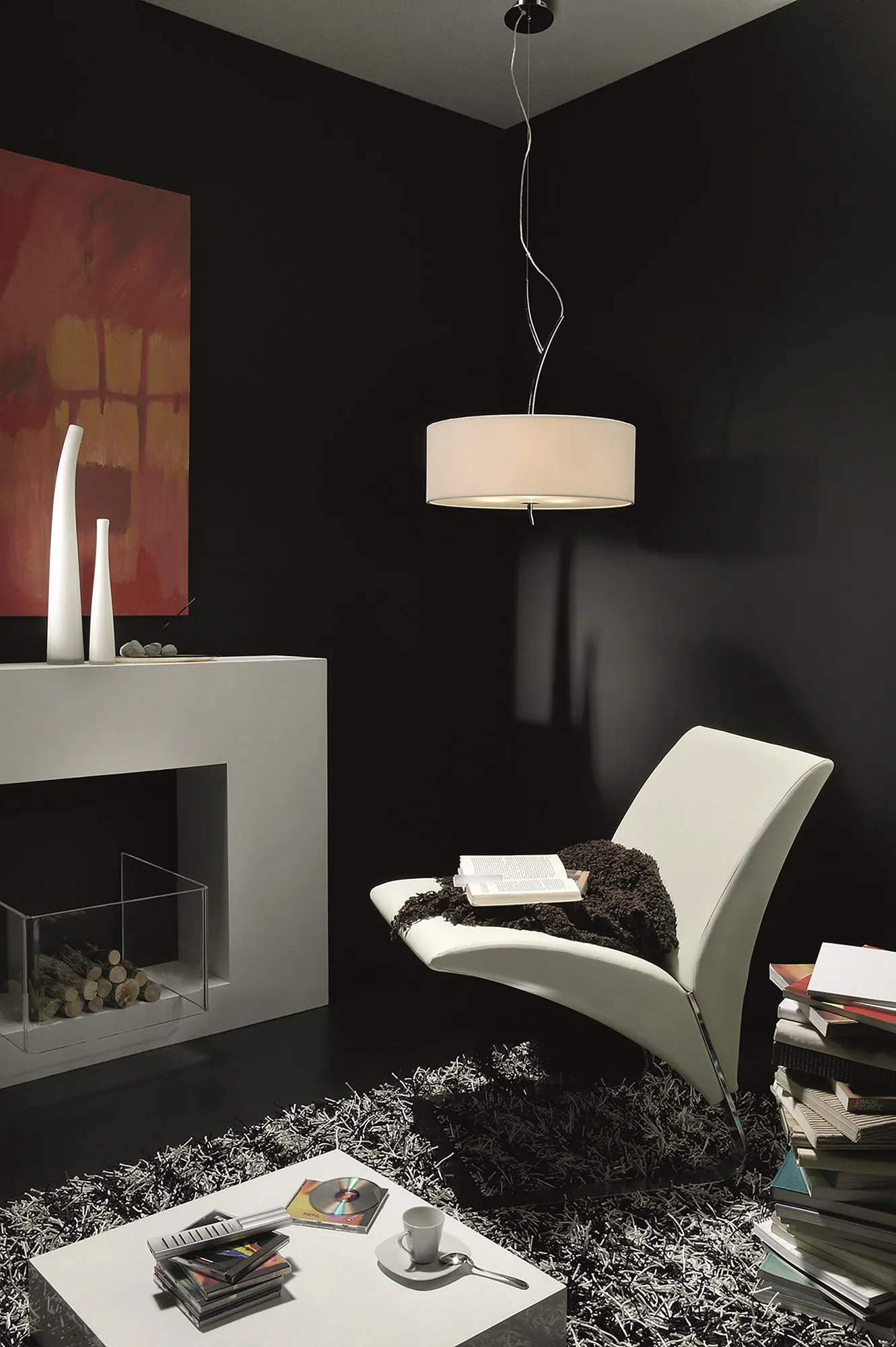 Eve Polished Chrome-White Ceiling Lights Mantra Single Pendant Eve Polished Chrome-White Ceiling Lights Mantra Single Pendant
